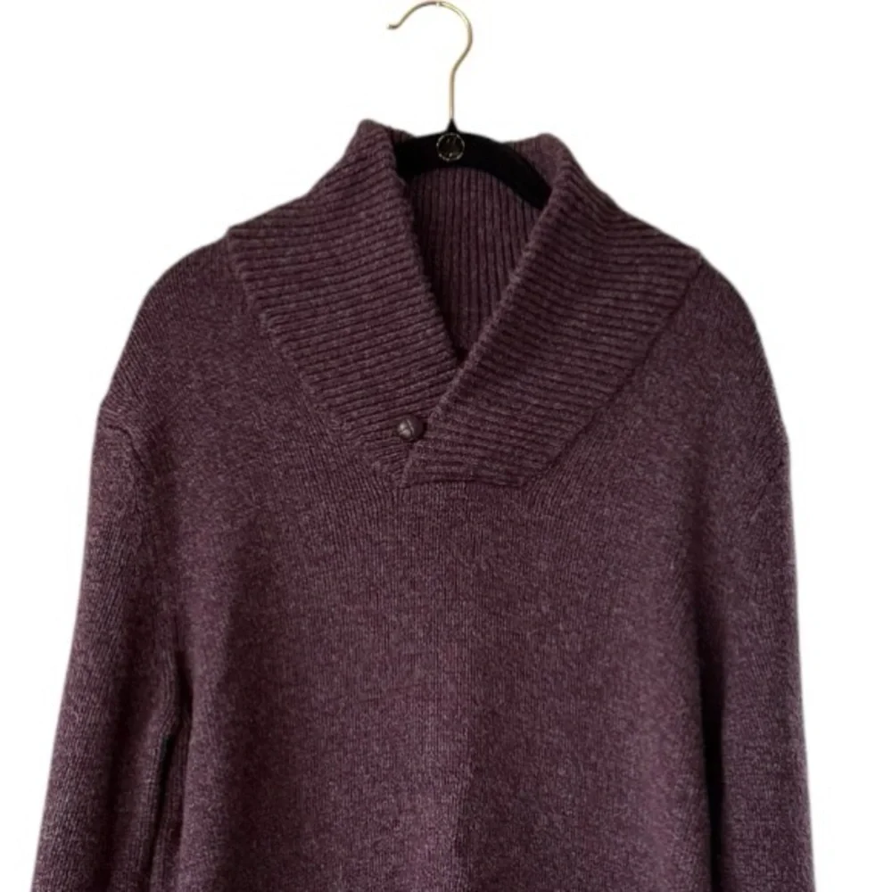 Banana Republic Men's Shawl Collar Sweater Plum Heather Cotton Blend Size Large